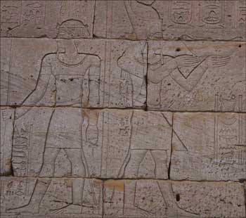 Carvings of Isis and two sons of a local Nubian chief