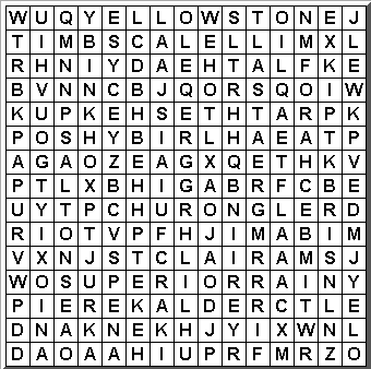 USA Lakes Word Search