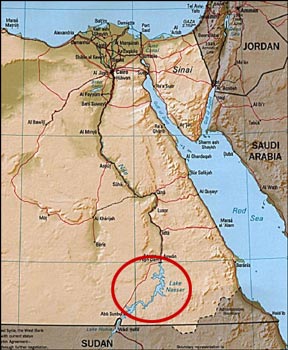 Map of Egypt with Lake Nasser