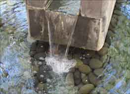 Fountain in courtyard at Laura's house