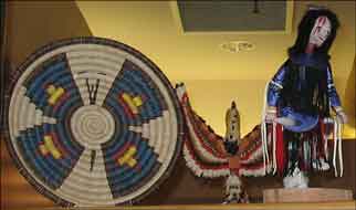Basket and kachina dolls collected by Laura's family