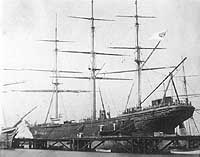 CSS Shenandoah hauled out for repairs at the Williamstown Dockyard, Melbourne, Australia, in 1865