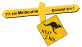 Road sign showing distance to Ballarat