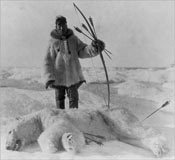 Old photo of hunter and Polar Bear